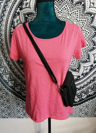 Tee-shirt rose à motifs pois dorés / u collection / (42-44), brand: U Collection, condition: Very good, size: M / 38 / 10, €9.00, €10.15 includes Buyer Protection