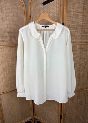 Chemisier Blanc Transparent Fluide en Soie Décolleté Maje Taille 2 - M, brand: Maje, condition: Very good, size: M / 38 / 10, €60.00, €63.70 includes Buyer Protection Pro