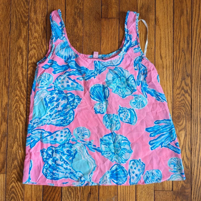 Lilly Pulitzer Silk Seashell Pink Tank Top Blouse 2