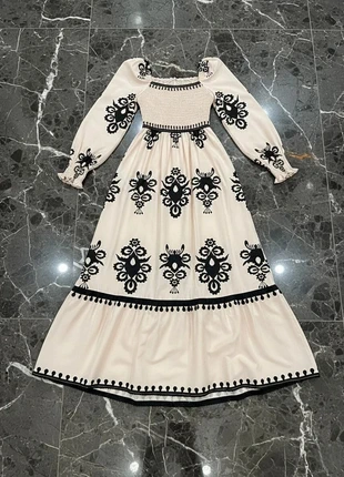 Robe élégante à imprimé géométrique vintage et manches lanterne, marca: Original, estado: Muito bom, tamanho: L / 40 / 12, €44.90, €47.85 inclui Proteção do Comprador