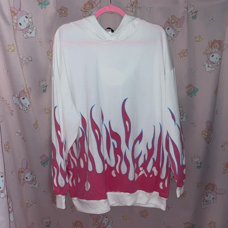 SHEIN Fire Print Oversized Long Sleeve Hoodie 1