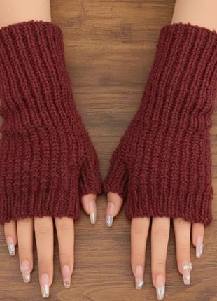 Gants / Mitaines rouge bordeau chaudes - tissu en maille, état: Neuf avec étiquette, taille: Taille unique, 12,00 €, 13,30 € Protection acheteurs incluse