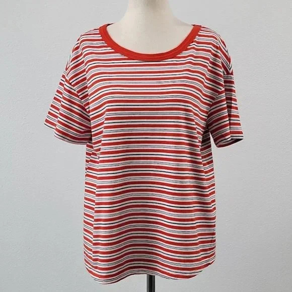 Zara striped tees-short sleeve red Sz M 1