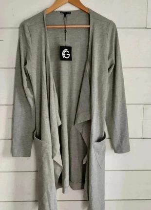 Gilet long gris Large avec poches et drapé devant, brand: Franne Golde, condition: New with tags, size: S / 36 / 8, €15.00, €16.45 includes Buyer Protection