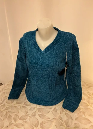 Pull d’hiver col V bleu, marque: Fashion Style, état: Neuf avec étiquette, taille: M / 38 / 10, 11,00 €, 12,25 € Protection acheteurs incluse