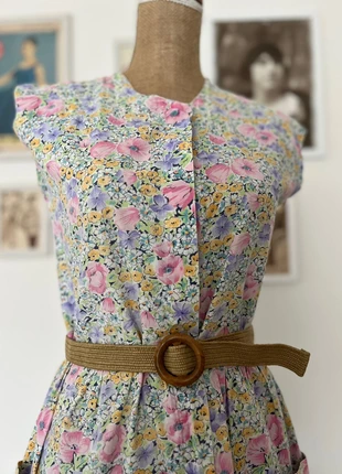 Abito vintage anni ’80 in cotone sartoriale a fiori, con tasche, marque: Vintage Dressing, état: Très bon état, taille: M / 38 / 10, 10,00 €, 11,20 € Protection acheteurs incluse