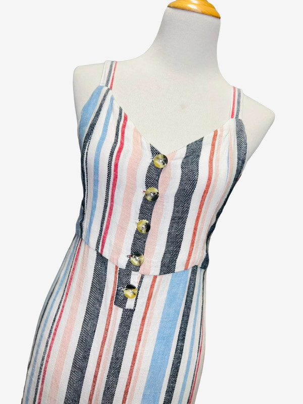 Indigo Rein woven striped linen jumpsuit L