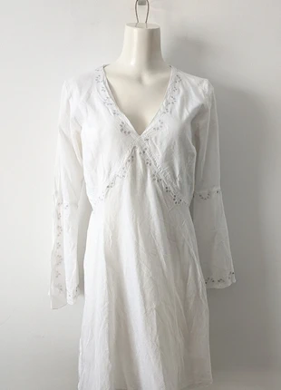 Robe d'été tunique de plage manches évasées - Blanc du Nil - taille 3 (40), merk: Blanc du Nil, staat: Heel goed, maat: L / 40 / 12, € 14,00, € 15,40 inclusief Kopersbescherming Pro