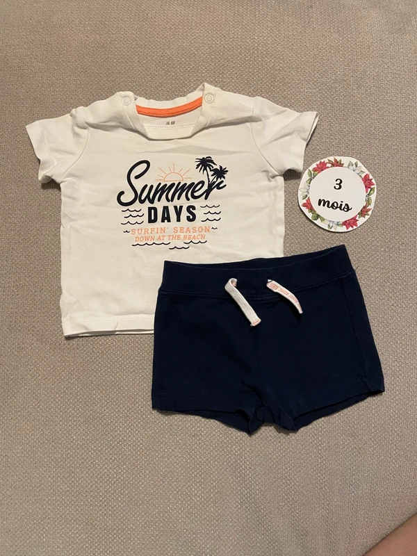 Ensemble H&M 3 mois été short et t-shirt
