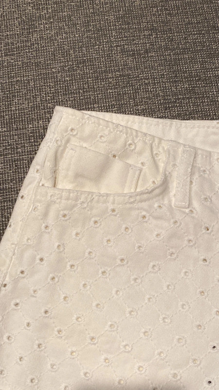 Zara Openwork Embroidery White Denim Shorts 3