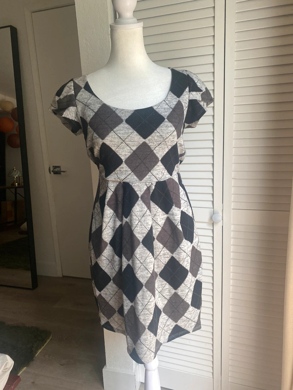 Black and gray argyle dress 1