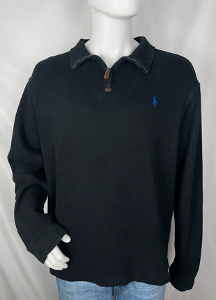 Pull quarter/half zip Ralph Lauren col camionneur noir logo brodé bleu taille XL. G1-05, marca: Ralph Lauren, estado: Muito bom, tamanho: XL, €48.00, €51.10 inclui Proteção do Comprador