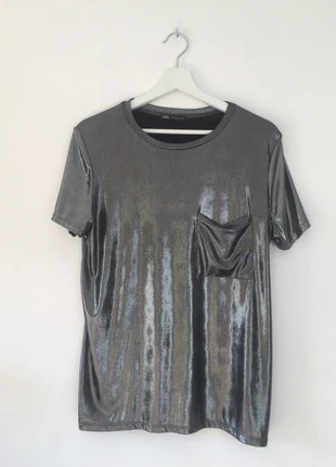 Camiseta de zara metalizada. Talla M, marca: Zara, estado: Muy bueno, tamaño: M / 38 / 10, 12,00 €, 13,30 € Protección al comprador incluida
