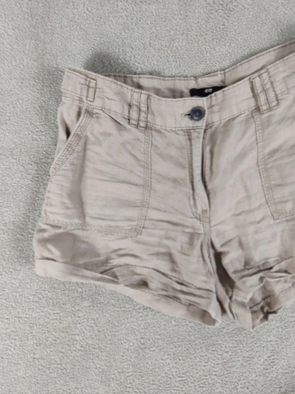 H&M Tan Linen Cotton Shorts 2