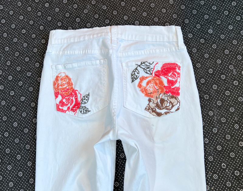 Not your Daughters NYDJ Jeans size 2 White Womens Floral embroidred Summer Pink 1