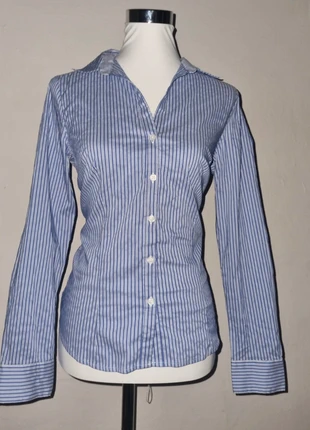 Blus Hemd Vintage gr.L y2k blau weiß H&M 2000er Stockholm knöpfe Cleangirl, merk: H&M, staat: Heel goed, maat: L / 40 / 12, € 8,00, € 9,10 inclusief Kopersbescherming