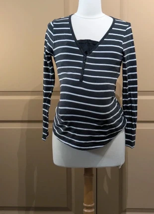 Haut maternité & allaitement - Rayé noir & blanc - Manches longues 34 -36, marke: Colline, zustand: Gut, größe: XS / 34 / 6, 4,00 €, 4,90 € beinhaltet Vinted-Käuferschutz Pro