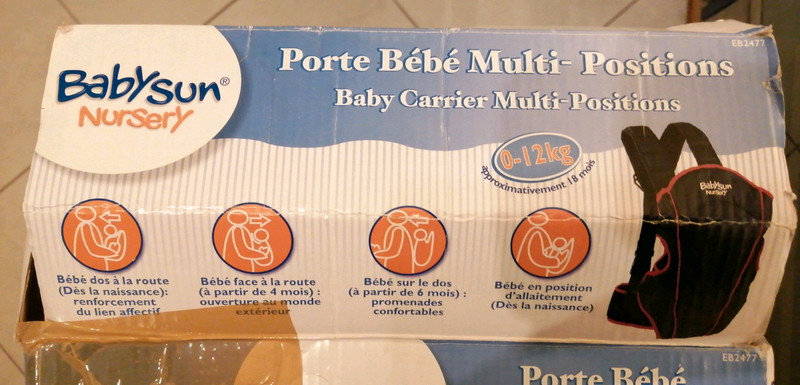 Porte bébé multi position 0-12kg. (18mois) babysun nursery