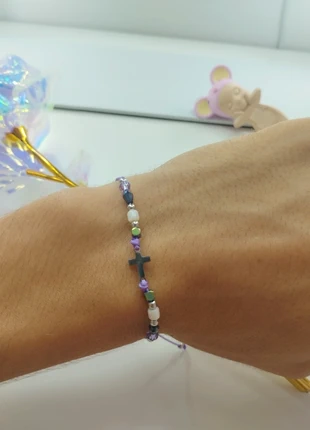 Bracelet fait main violet croix chrétienne, marque: Fait Main, état: Neuf sans étiquette, 2,50 €, 3,33 € Protection acheteurs incluse