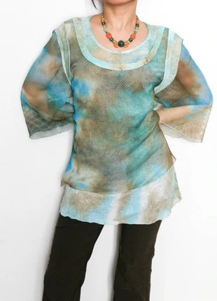 Top with fishnet sleeves | Haut avec manches en résille, marque: Vintage, état: Très bon état, taille: L / 40 / 12, 11,00 €, 12,25 € Protection acheteurs (Pro) incluse