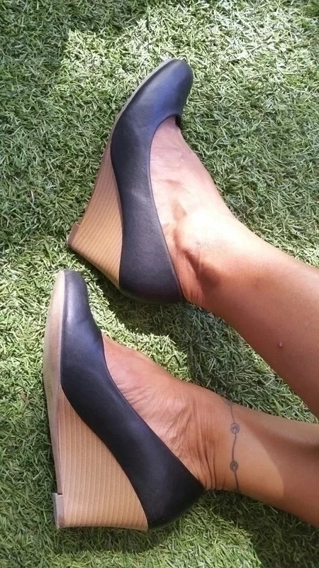 Chaussures cuir noir talons compensés effet bois pointure 37 2