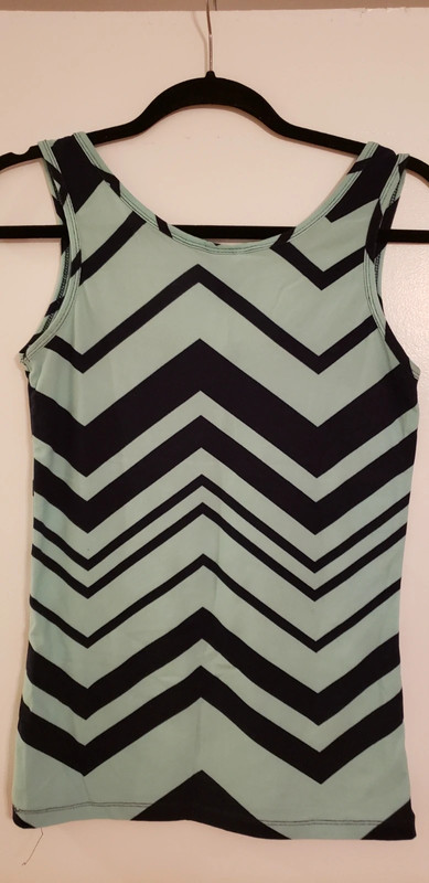 Mint green/navy blue geometric print tank 2