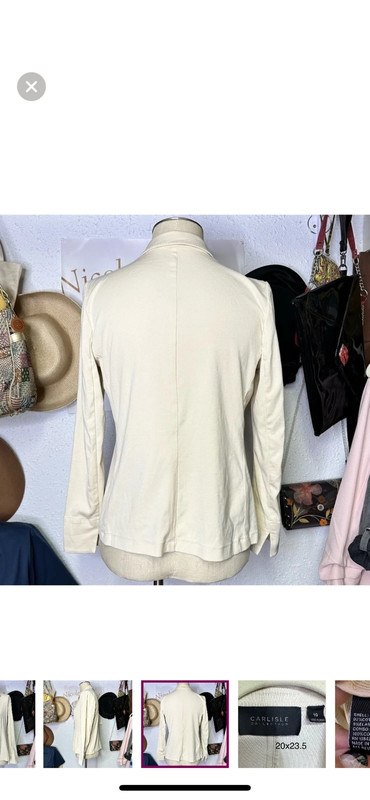 1755. Carlisle Cotton Beige Knit Blazer Size 10 2