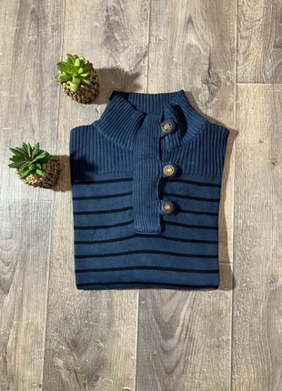 Pull à rayures col haut avec bouton Ralph Lauren / bleu marine et noir / taille L, marque: Ralph Lauren, état: Très bon état, taille: L / 40 / 12, 32,00 €, 34,30 € Protection acheteurs incluse