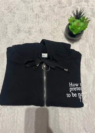 Veste zippée noire streetwear – message brodé, marke: vincenove, zustand: Neu, größe: S / 36 / 8, 2,00 €, 2,80 € inklusive Vinted-Käuferschutz