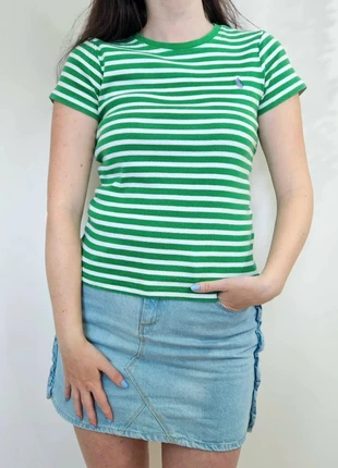 T-shirt rayé vert et blanc Ralph Lauren extensible logo brodé violet taille M, marque: Ralph Lauren, état: Très bon état, taille: M / 38 / 10, 20,00 €, 21,70 € Protection acheteurs (Pro) incluse