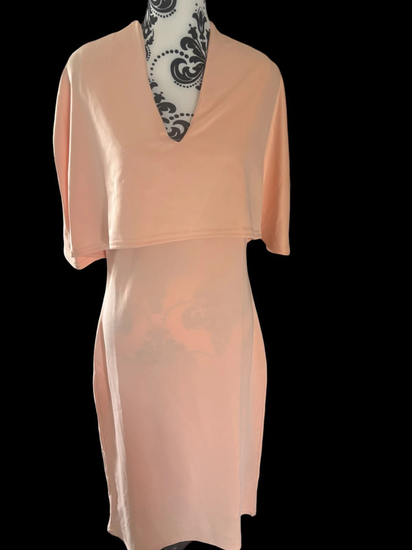 V-Neck Cape Dress - Salmon Pink 1