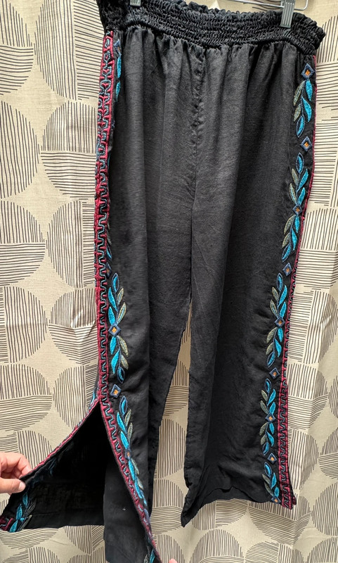 Last Chance! Being donated this week. Johnny Embroidered Linen Pants 2