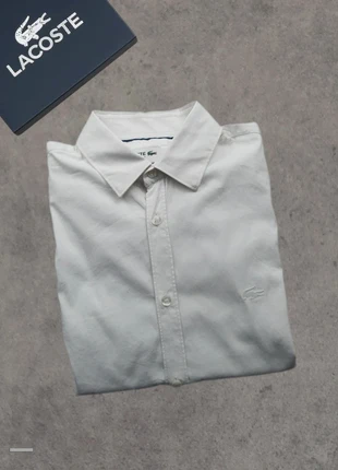 M-044 Chemise Lacoste blanche slim fit manches longues Taille L homme stretch / logo couleur chemise, brand: Lacoste, condizioni: Ottime, taglia: M, €35.00, €37.45 include la Protezione acquisti Pro