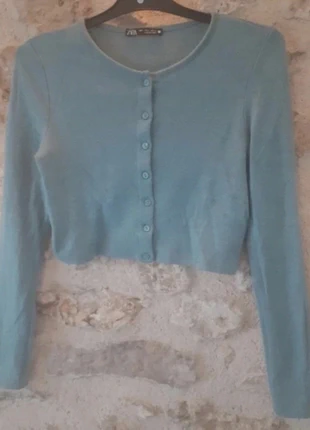 Joli cardigan boutonné court zara vert sauge, brand: Zara, condition: Very good, size: S / 36 / 8, €7.00, €8.05 includes Buyer Protection