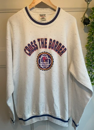 Vintage 90s Oneita Taco Bell white grey speckles print sweater size xl, brand: Oneita, condition: Good, size: XL, £18.50, £20.13 includes Buyer Protection