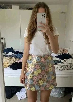 Jupe fleurie multicolore à paillettes femme #107, marca: lunaria, estado: Muito bom, tamanho: M / 38 / 10, €39.99, €42.69 inclui Proteção do Comprador