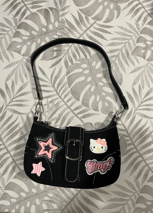 Hello Kitty Shoulder Bag, Black Y2K Mini Baguette, Harajuku Patchwork E-Girl Purse, marca: y2k, estado: Novo sem etiquetas, €30.00, €32.20 inclui Proteção do Comprador