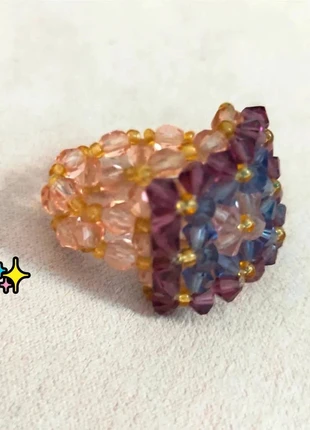 Bague en perles violettes & cristal tissé main – Taille 54 – Collection Reflets de Lavande, marque: Fait Main, état: Très bon état, taille: 17,3 mm, 7,00 €, 8,05 € Protection acheteurs (Pro) incluse