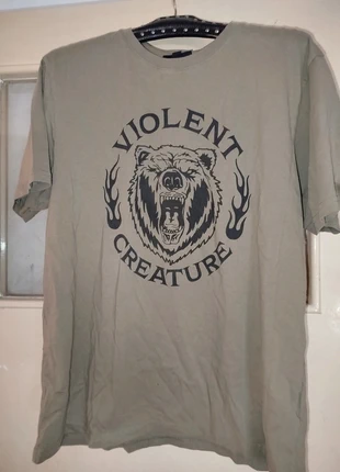 Bruin/groen Tshirt met stoere Print, merk: SMOG, staat: Heel goed, maat: L, € 2,00, € 2,80 inclusief Kopersbescherming