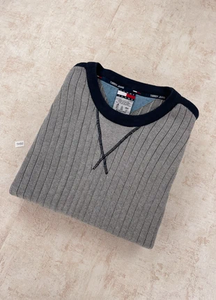 Pull Tommy Hilfiger torsadé col rond uni  - taille L - Gris - logo rétro brodé, merk: Tommy Hilfiger, staat: Goed, maat: L, € 13,00, € 14,35 inclusief Kopersbescherming Pro