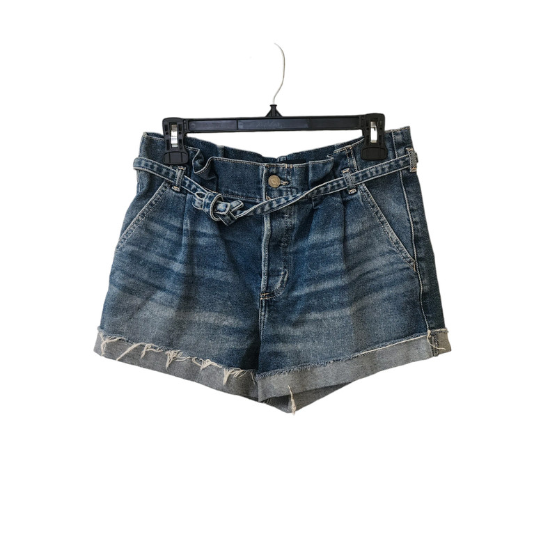 Hollister Paperbag Blue Jean Shorts Size 7 /28 Ultra High Rise Mom Shorts 1