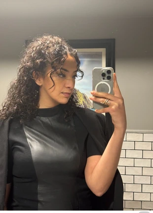 Black Dress with Faux Leather Panel, brand: Illusion, condition: Very good, size: L / 40 / 12, €8.00, €9.10 includes Buyer Protection