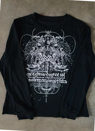 longsleeve Y2K Goth Grunge haut noir manches longues imprimé graphique vintage taille M, brand: y2k, condition: Very good, size: M, €25.00, €26.95 includes Buyer Protection