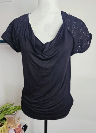 Mint Velvet Black Cowl Neck Top with Sequin Sleeves Size S/8, brand: Mint Velvet, condition: Very good, size: S / UK 8-10, £12.00, £13.30 includes Buyer Protection