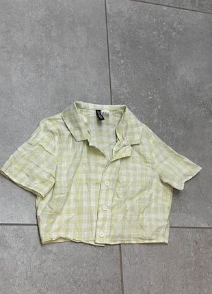 Chemise crop top à carreaux vert manches courtes, marque: H&M, état: Très bon état, taille: XXS / 32 / 4, 1,99 €, 2,79 € Protection acheteurs incluse