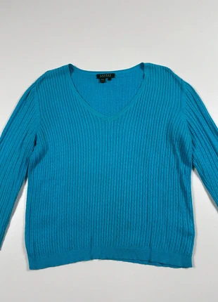 Pull col V torsadé turquoise – Lauren Ralph Lauren – Taille L, marca: Ralph Lauren, estado: Muito bom, tamanho: L / 40 / 12, €15.00, €16.45 inclui Proteção do Comprador Pro