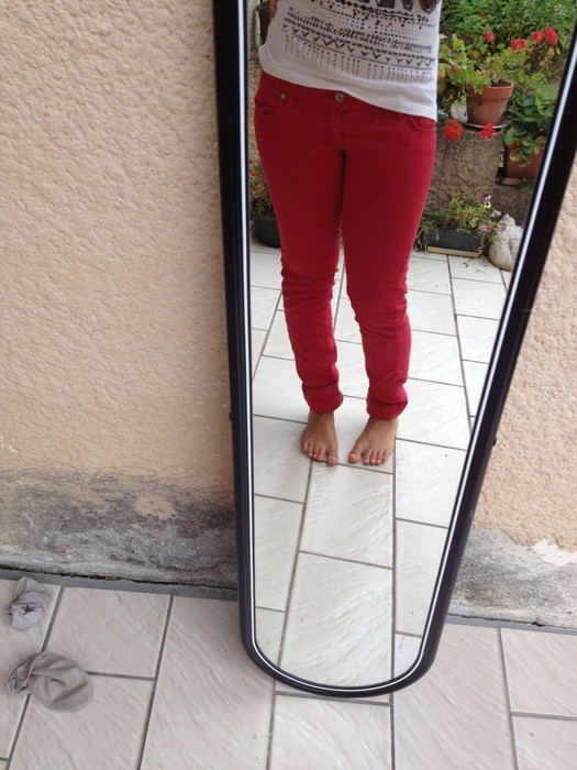Slim rouge taille basse
