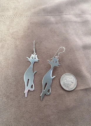 925 Sterling Silver Cat silhouette hook dangling earrings, brand: Sterling, condition: Very good, £10.00, £11.20 includes Buyer Protection