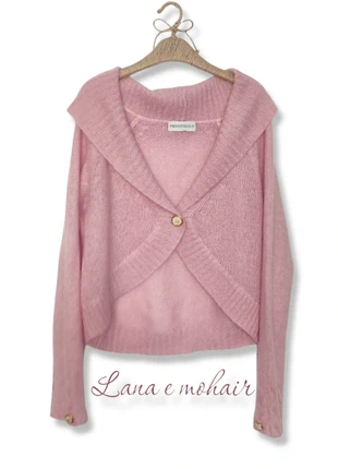 🩷Cardigan rosa mohair e lana bottone gioiello vintage//pull femme laine et mohair vintage, marque: Vintage Dressing, état: Très bon état, taille: M / 38 / 10, 12,00 €, 13,30 € Protection acheteurs incluse