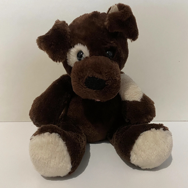 Brown and white stuffed puppy shop